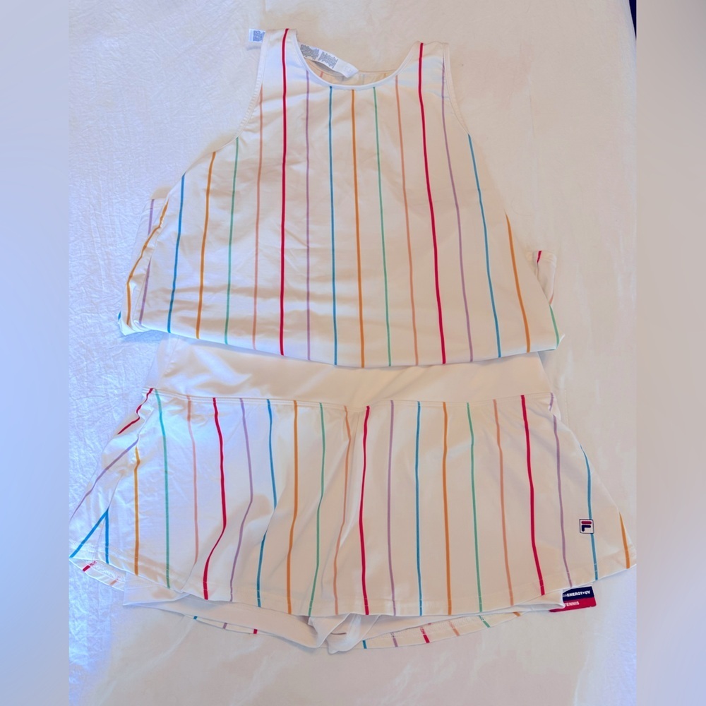 Fila Rainbow Stripe Tie-up Tank/Skort Set - S & M - Picture 8 of 8